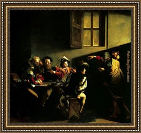 Saint Cosmas And Saint Damian Salvaged Framed Paintings - The Calling of Saint Matthew by Caravaggio