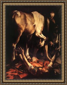 Caravaggio Framed Paintings - The Conversion on the Way to Damascus by Caravaggio