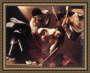 Caravaggio Framed Paintings - The Crowning with Thorns by Caravaggio