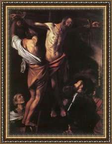 Crucifixion Framed Paintings - The Crucifixion of St. Andrew by Caravaggio