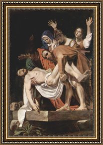 The Presentation of Christ Framed Paintings - The Entombment of Christ by Caravaggio