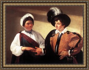 Caravaggio Framed Paintings - The Fortune Teller by Caravaggio