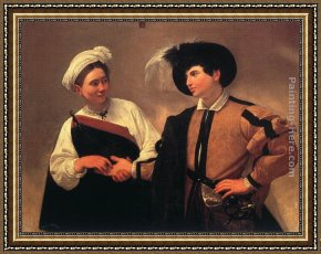 Caravaggio Framed Paintings - The Fortune Teller I by Caravaggio