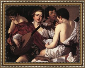 Musician's Table Framed Paintings - The Musicians by Caravaggio