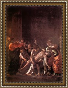 Caravaggio Framed Paintings - The Raising of Lazarus by Caravaggio