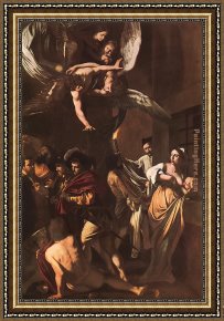 Caravaggio Framed Paintings - The Seven Acts of Mercy by Caravaggio