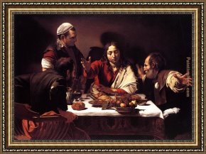 Caravaggio Framed Paintings - The Supper at Emmaus by Caravaggio