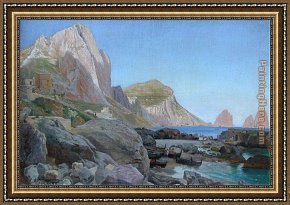 A Mediterranean Courtyard Framed Paintings - Mediterranean Shipping by Carl Fredrik Aagard