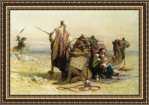 Egyptian Recruits Crossing The Desert Framed Paintings - Danger in the Desert by Carl Haag
