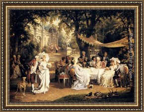 The Hunting Party Framed Paintings - The Garden Party by Carl Schweninger