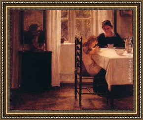 Breakfast Framed Paintings - Breakfast Time by Carl Vilhelm Holsoe