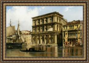 Carlo Brancaccio Framed Paintings - On the Grand Canal Venice by Carlo Bossoli