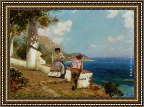 Carlo Brancaccio Framed Paintings - Courting Couple Naples by Carlo Brancaccio