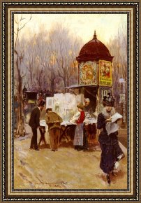 Carlo Brancaccio Framed Paintings - The Kiosk, Paris by Carlo Brancaccio