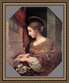 Carlo Brancaccio Framed Paintings - St Cecilia at the Organ by Carlo Dolci