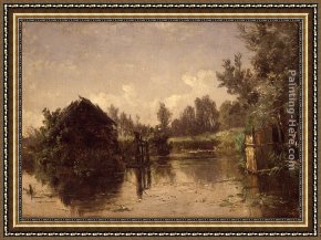 Carlo Brancaccio Framed Paintings - Canal abandonado. Vriesland (Holanda) by Carlos de Haes