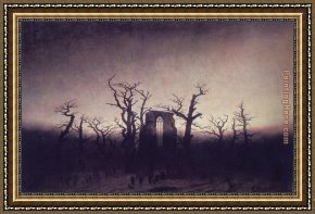 Friedrich Bamberger Framed Paintings - Abbey in an Oak Forest by Caspar David Friedrich