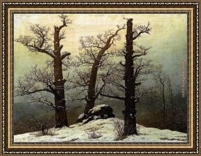 Friedrich Bamberger Framed Paintings - Dolmen in the Snow by Caspar David Friedrich