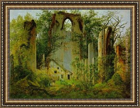 Friedrich Bamberger Framed Paintings - Eldena Ruin by Caspar David Friedrich
