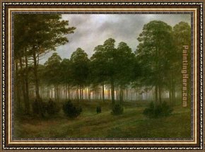 Friedrich Bamberger Framed Paintings - Evening by Caspar David Friedrich