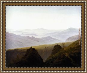 Friedrich Bamberger Framed Paintings - Morning in the Mountains by Caspar David Friedrich