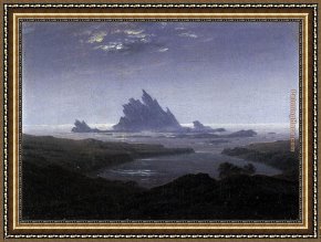 Rocky Coast Framed Paintings - Rocky Reef on the Sea Shore by Caspar David Friedrich
