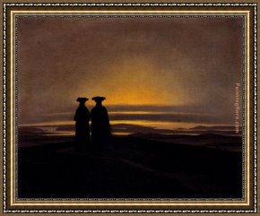 Friedrich Bamberger Framed Paintings - Sunset by Caspar David Friedrich