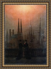Friedrich Bamberger Framed Paintings - The Sisters on the Balcony by Caspar David Friedrich