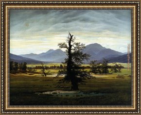 Friedrich Bamberger Framed Paintings - Village Landscape in Morning Light by Caspar David Friedrich