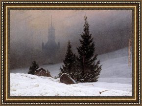 Friedrich Bamberger Framed Paintings - Winter Landscape by Caspar David Friedrich