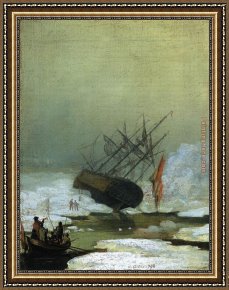 Friedrich Bamberger Framed Paintings - Wreck in the Sea of Ice by Caspar David Friedrich