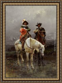 Cesare Framed Paintings - A Cavalier on a White Horse by Cesare-Auguste Detti