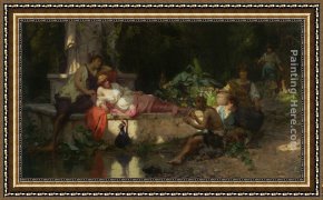 Cesare Framed Paintings - A Summer Idyll by Cesare-Auguste Detti