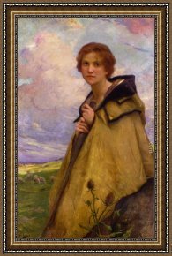 Jeune Bergere Debout Framed Paintings - La Bergere by Charles Amable Lenoir