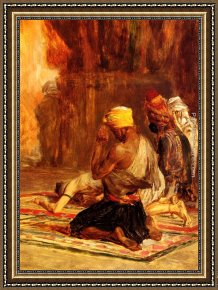 La Priere Du Soir a Tanger Framed Paintings - Priere dans La Mosquee by Charles Bargue