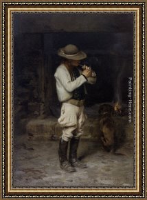 The Opium Smoker Framed Paintings - The Smoker by Charles Bargue
