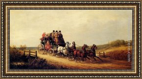 Open Framed Paintings - The London to Brighton Royal Mail on the Open Road by Charles Cooper Henderson