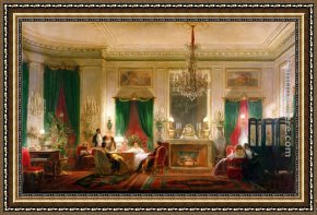 Rue De Louvre Framed Paintings - Salon of Princess Mathilde Bonaparte Rue de Courcelles, Paris by Charles Giraud