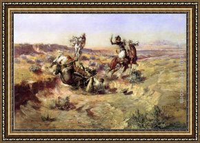 The Fighting Temeraire Tugged to Her Last Berth to Be Broken Up Framed Paintings - The Broken Rope by Charles Marion Russell