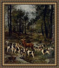 Departure to The Hunt Framed Paintings - The Deer Hunt by Charles Olivier De Penne