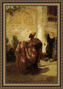 The Carpet Seller Framed Paintings - The Carpet Seller by Charles Robertson