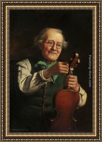 The Fighting Temeraire Tugged to Her Last Berth to Be Broken Up Framed Paintings - A Broken String by Charles Spencelayh