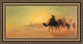 Arabs Crossing The Desert Framed Paintings - Crossing the Desert by Charles Theodore Frere