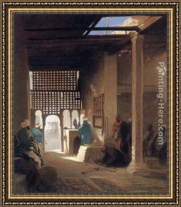 Bohemians at The Caf Framed Paintings - Interior of a Moorish Caf&eacute; by Charles Theodore Frere
