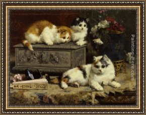 Eycken Framed Paintings - Up to No Good by Charles van den Eycken