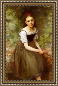 Jeune Bergere Debout Framed Paintings - Une Jeune Fille Aux Fleurs by Charles Victor Thirion