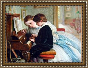 Lessons Learned by Eyears Framed Paintings - The Music Lesson by Charles West Cope