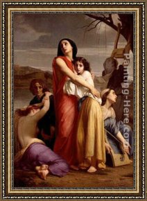 Jeune Femme Traversant Le Boulevard Framed Paintings - Les Femmes de J&eacute;rusalem captives &agrave; Babylone by Charles Zacharie Landelle