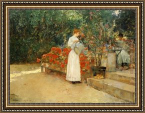 Breakfast Framed Paintings - After Breakfast by childe hassam