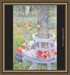East Boothbay Harbor Framed Paintings - Mrs. Hassams Garden at East Hampton by childe hassam